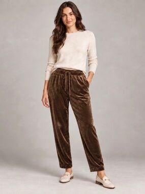 GAP Brown Velvet Pull On Drawstring Pants Women’s M Stretch Lounge